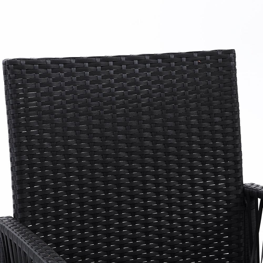 Outdoor Furniture Set of 2 Dining Chairs Wicker Garden Patio Cushion Black Gardeon - John Cootes