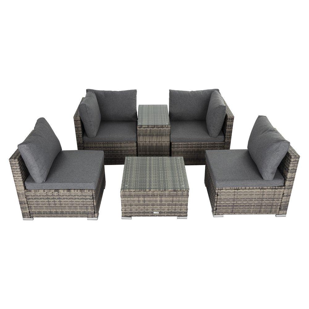 Outdoor Modular Lounge Sofa with Wicker End Table Set - John Cootes