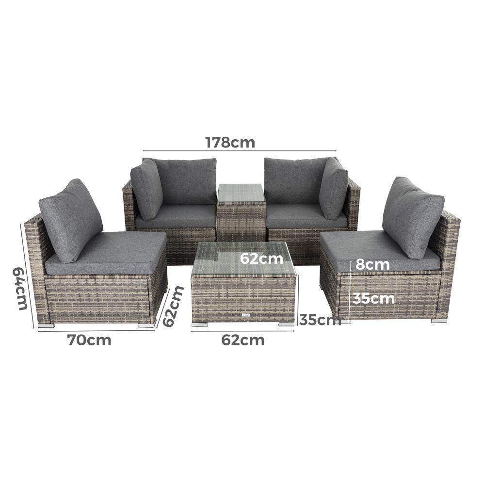 Outdoor Modular Lounge Sofa with Wicker End Table Set - John Cootes