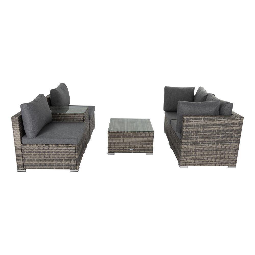 Outdoor Modular Lounge Sofa with Wicker End Table Set - John Cootes