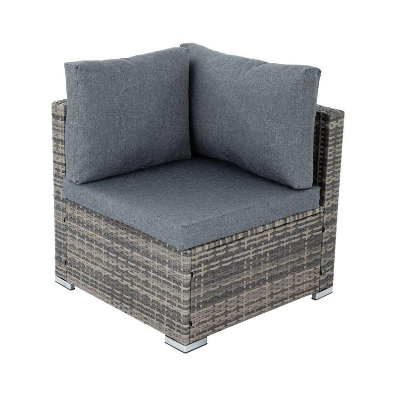 Outdoor Modular Lounge Sofa with Wicker End Table Set - John Cootes
