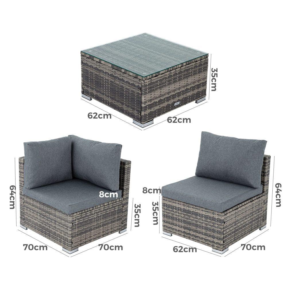 Outdoor Modular Lounge Sofa with Wicker End Table Set - John Cootes