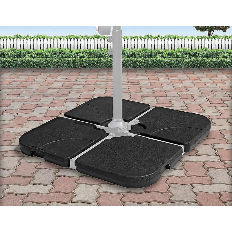 Outdoor Patio 4-Piece Cantilever Offset 3M Umbrella Base Stand Weight Water Sand - John Cootes