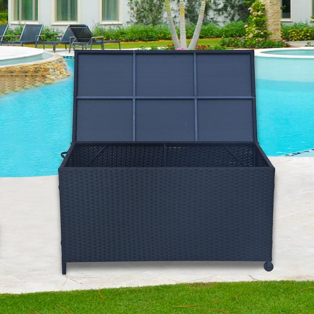 Outdoor PE Wicker Storage Box Garden 320L-Black - John Cootes