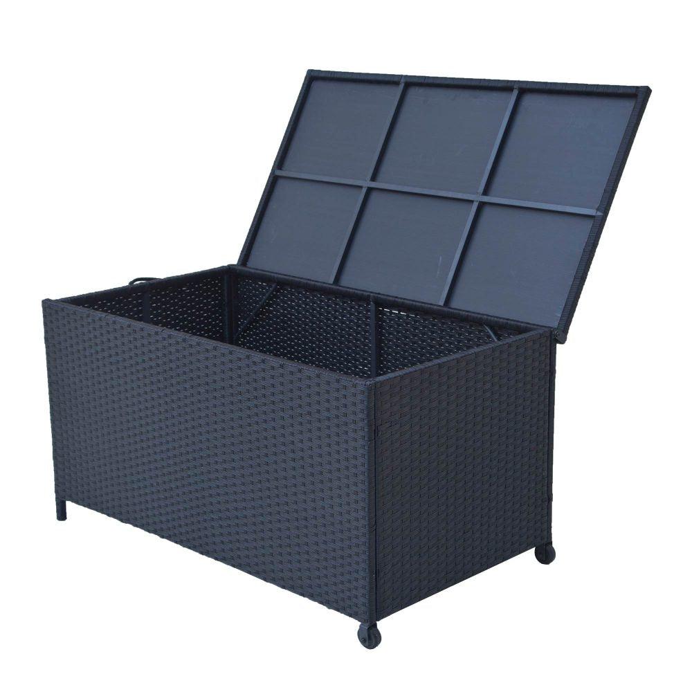 Outdoor PE Wicker Storage Box Garden 320L-Black - John Cootes