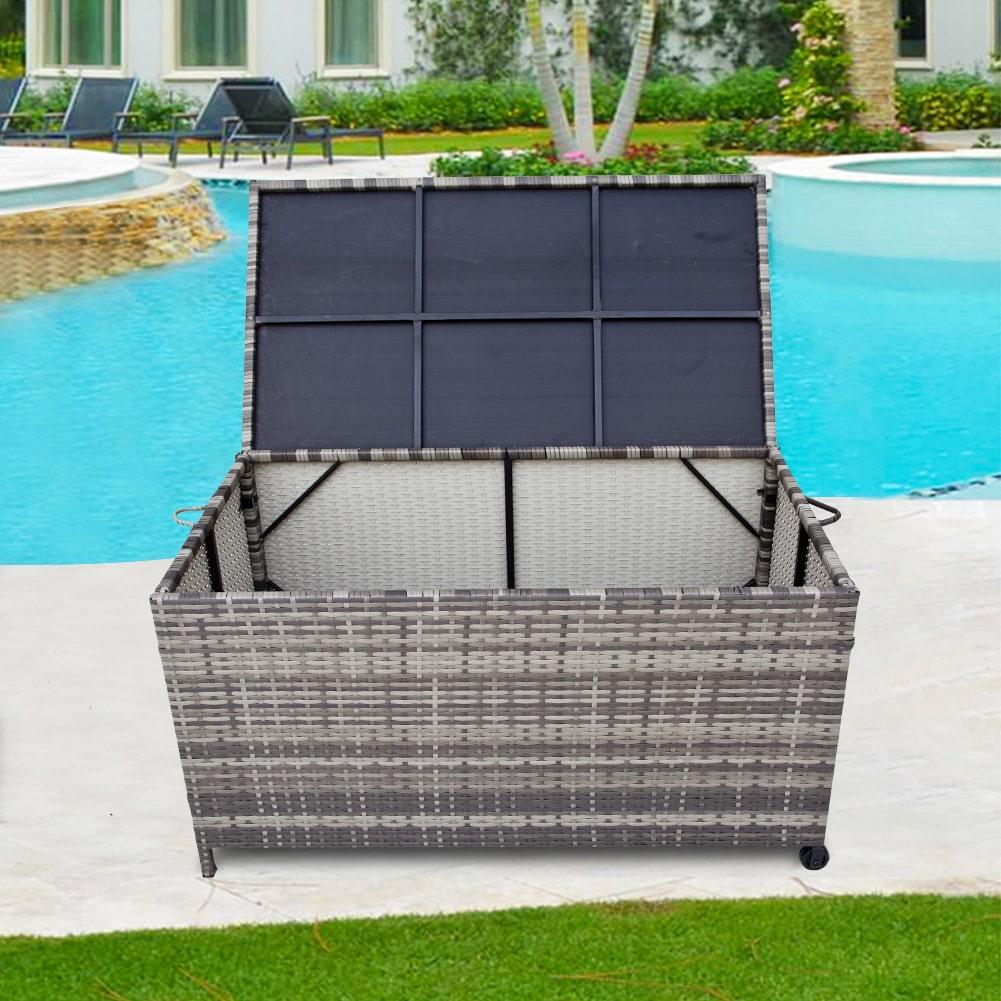 Outdoor PE Wicker Storage Box Garden 320L-Grey - John Cootes