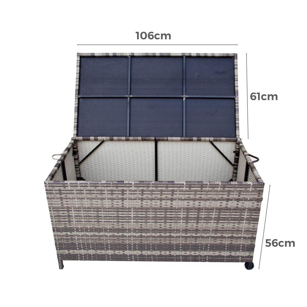 Outdoor PE Wicker Storage Box Garden 320L-Grey - John Cootes