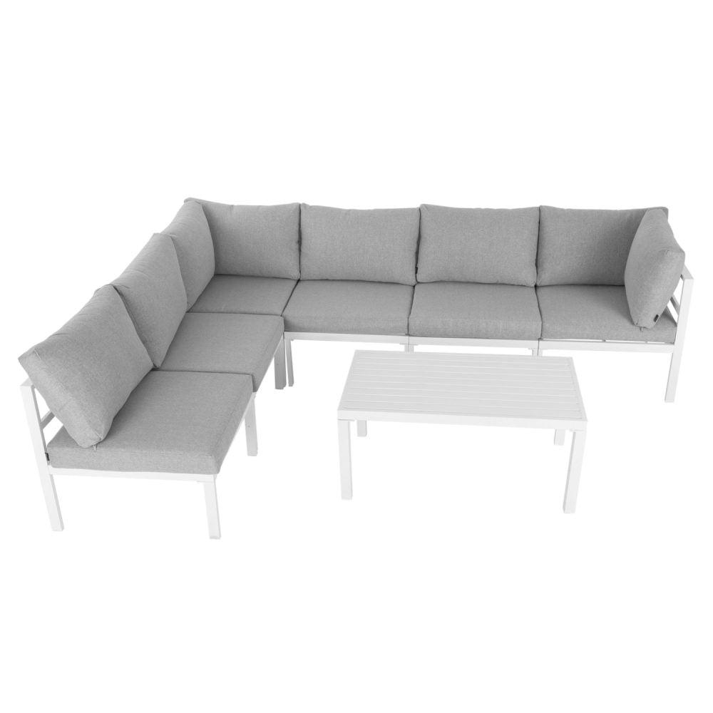 Outdoor White Modern 7 Piece Lounge Set - John Cootes