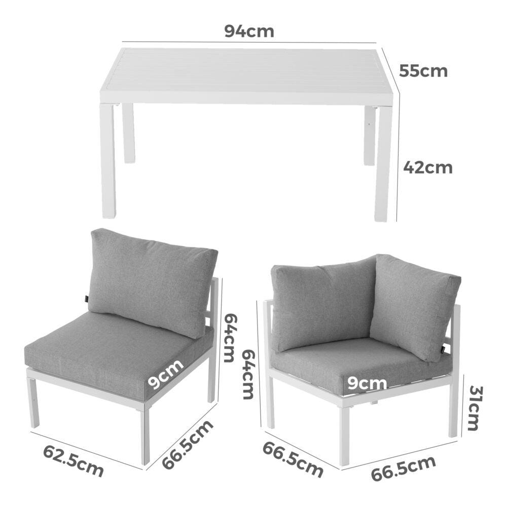 Outdoor White Modern 7 Piece Lounge Set - John Cootes