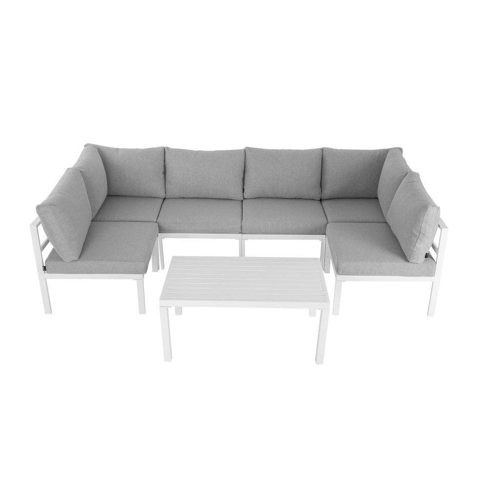 Outdoor White Modern 7 Piece Lounge Set - John Cootes