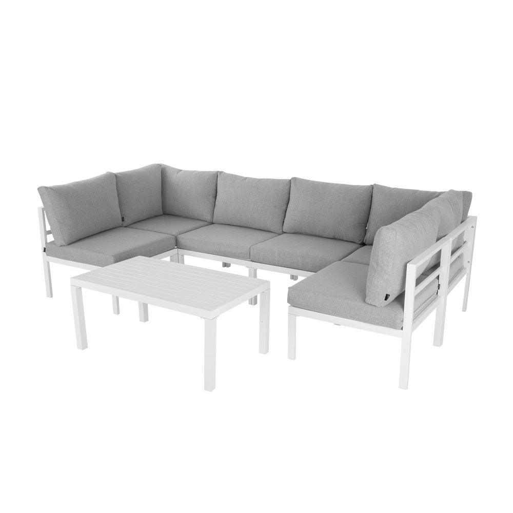 Outdoor White Modern 7 Piece Lounge Set - John Cootes