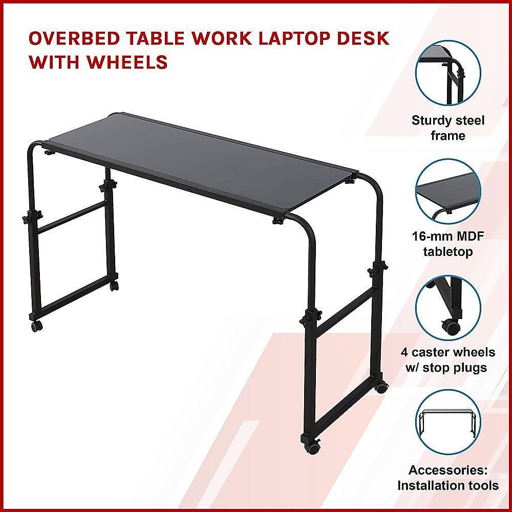 Overbed Table Work Laptop Desk with Wheels - John Cootes