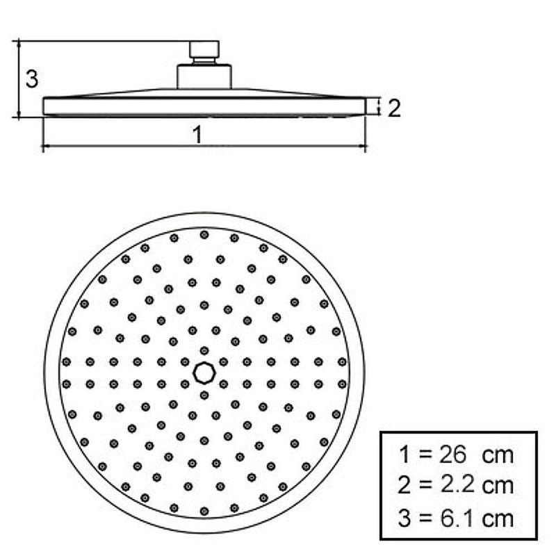 Overhead Rain Shower Head - 260mm Circular Large Chromed - John Cootes