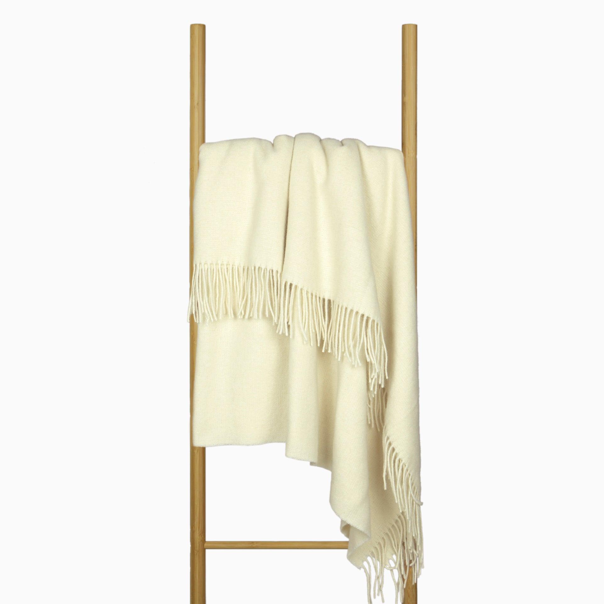 Oxford Throw - Merino Wool Blend - Ivory - John Cootes