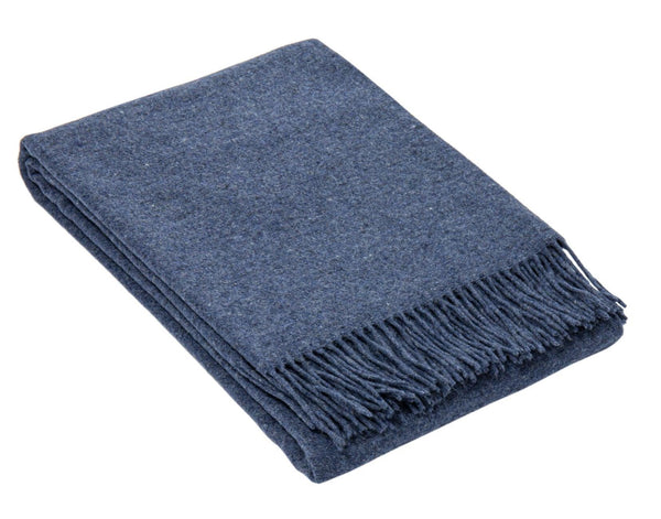 Oxford Throw - Merino Wool Blend - Navy - John Cootes