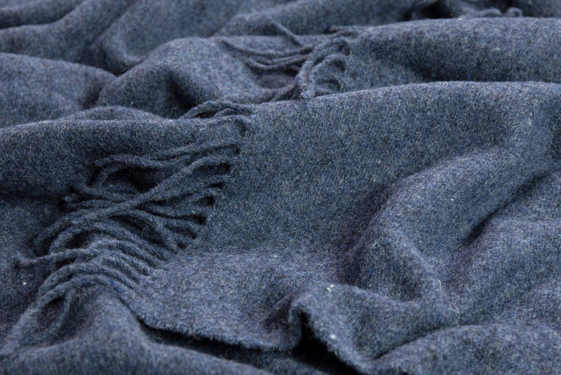 Oxford Throw - Merino Wool Blend - Navy - John Cootes