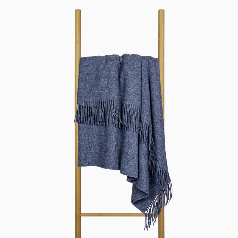 Oxford Throw - Merino Wool Blend - Navy - John Cootes