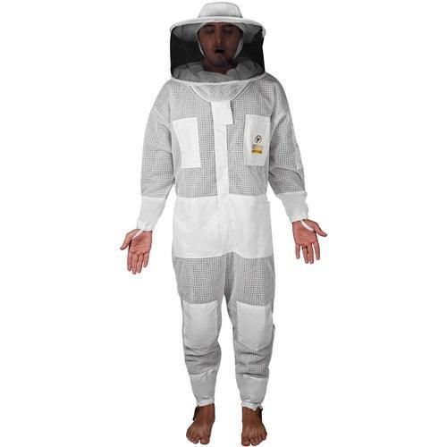 OZBee Premium Full Suit 3 Layer Mesh Ultra Cool Ventilated Round Head Beekeeping Protective Gear Size L - John Cootes