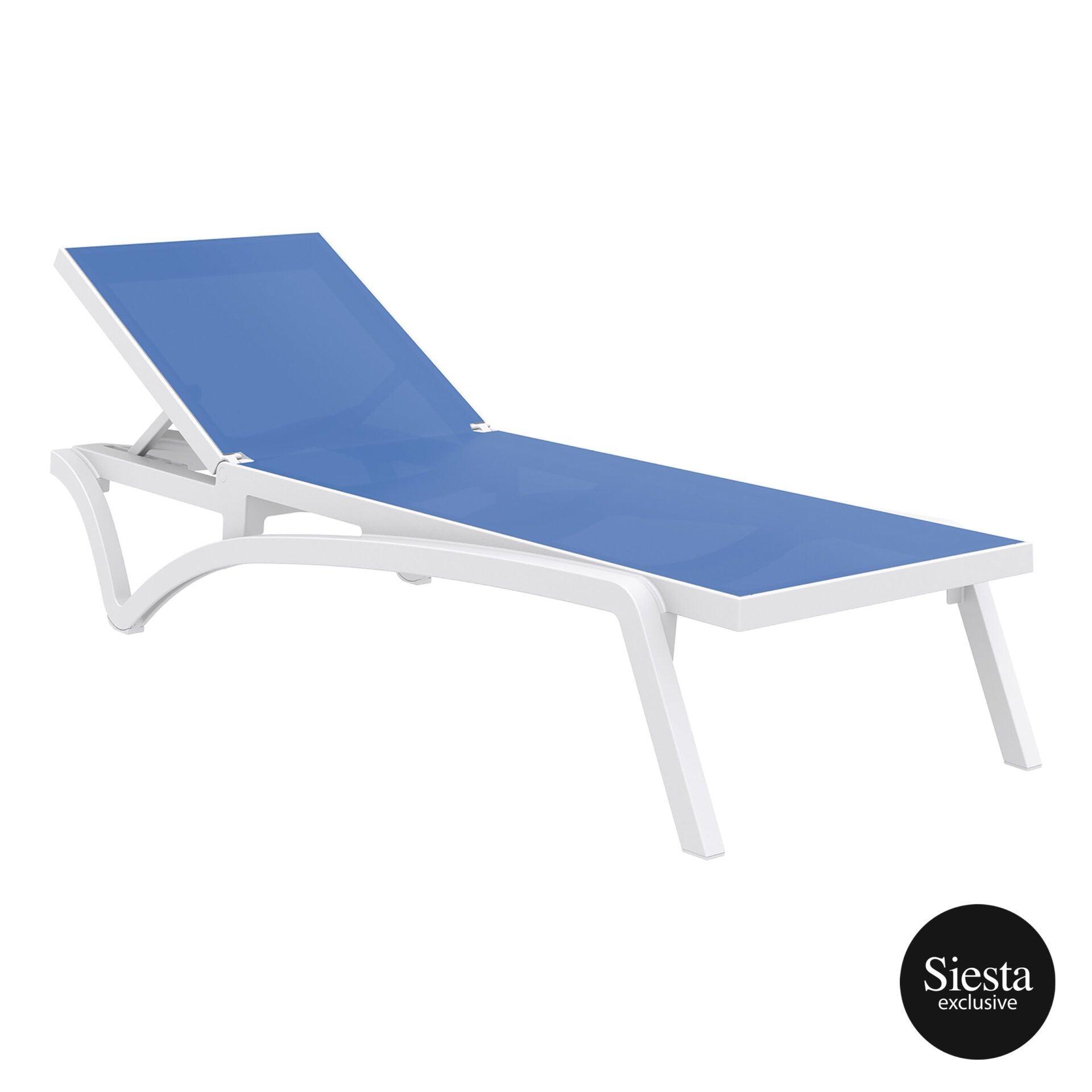 Pacific Sunlounger - White/Blue - John Cootes