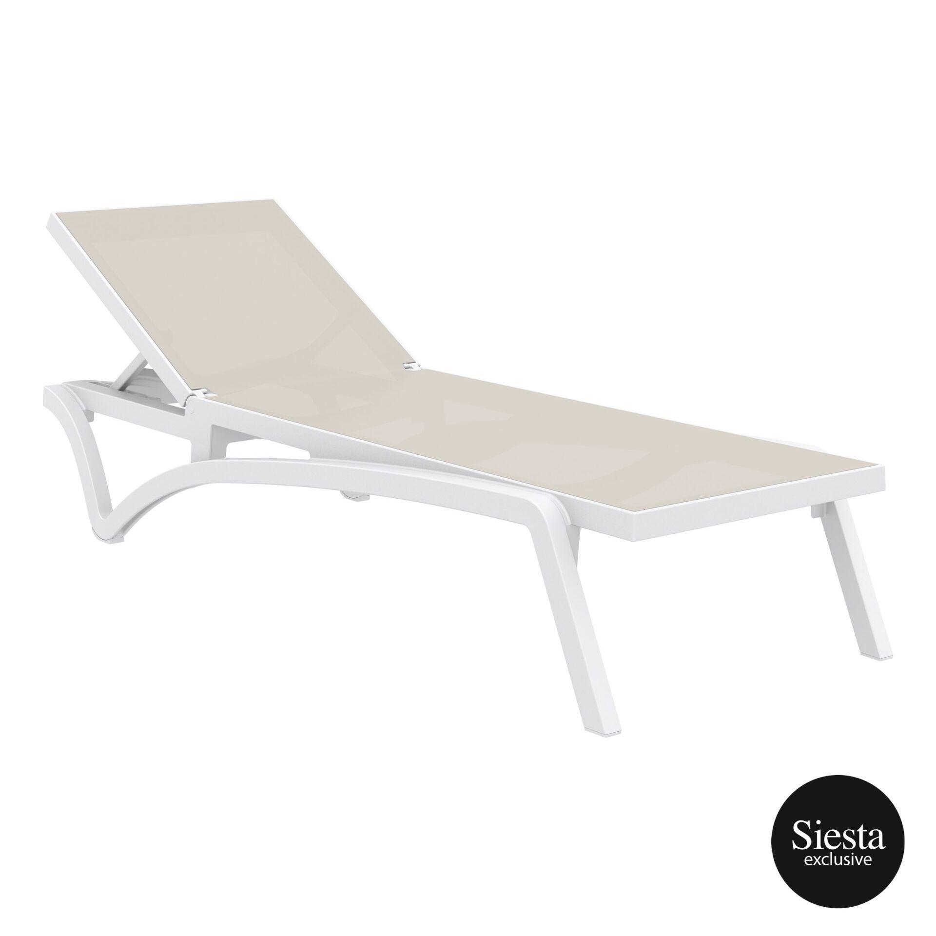 Pacific Sunlounger - White/Taupe - John Cootes