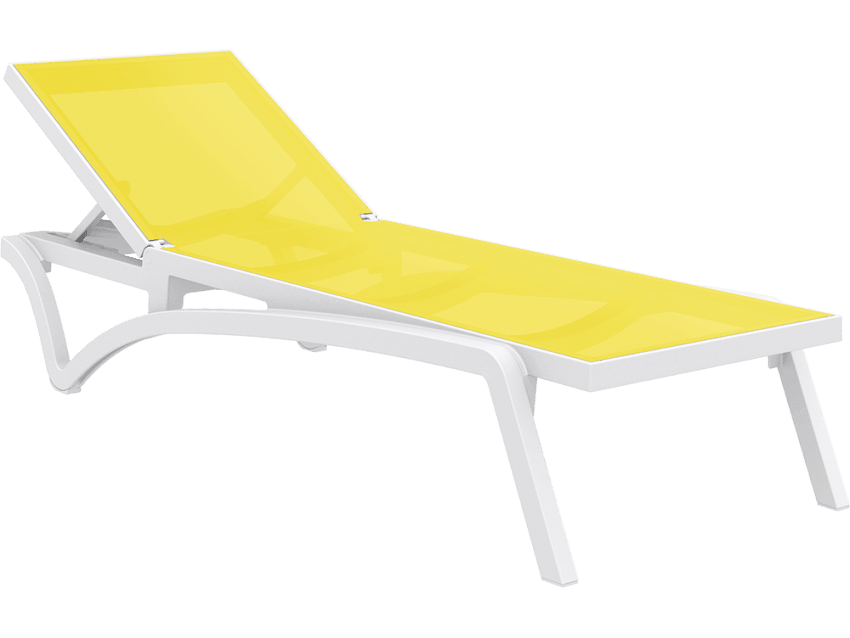 Pacific Sunlounger - White/Yellow - John Cootes