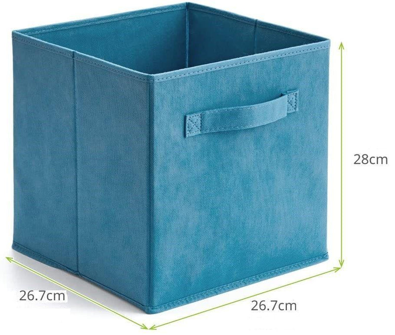 Pack of 6 Foldable Fabric Basket Bin, Collapsible Storage Cube for Nursery, Office, Home Decor, Shelf Cabinet, Cube Organizers (Niagra Blue) - John Cootes