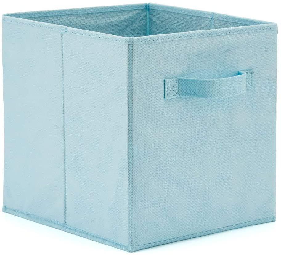 Pack of 6 Foldable Fabric Basket Bin Storage Cube for Nursery, Office and Home Decor (Baby Blue) - John Cootes