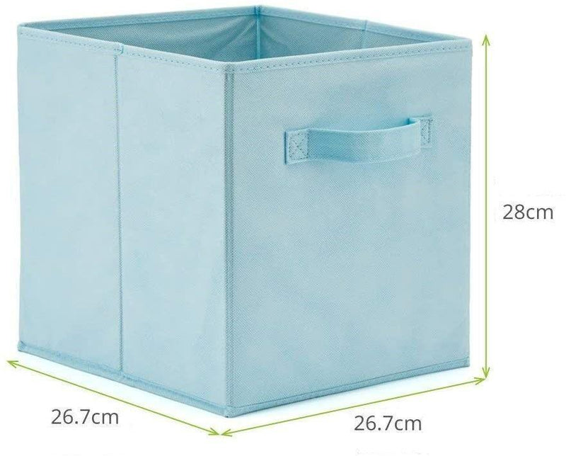 Pack of 6 Foldable Fabric Basket Bin Storage Cube for Nursery, Office and Home Decor (Baby Blue) - John Cootes
