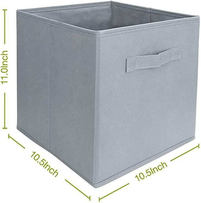 Pack of 6 Foldable Fabric Basket Bin Storage Cube for Nursery, Office and Home Decor (Grey) - John Cootes