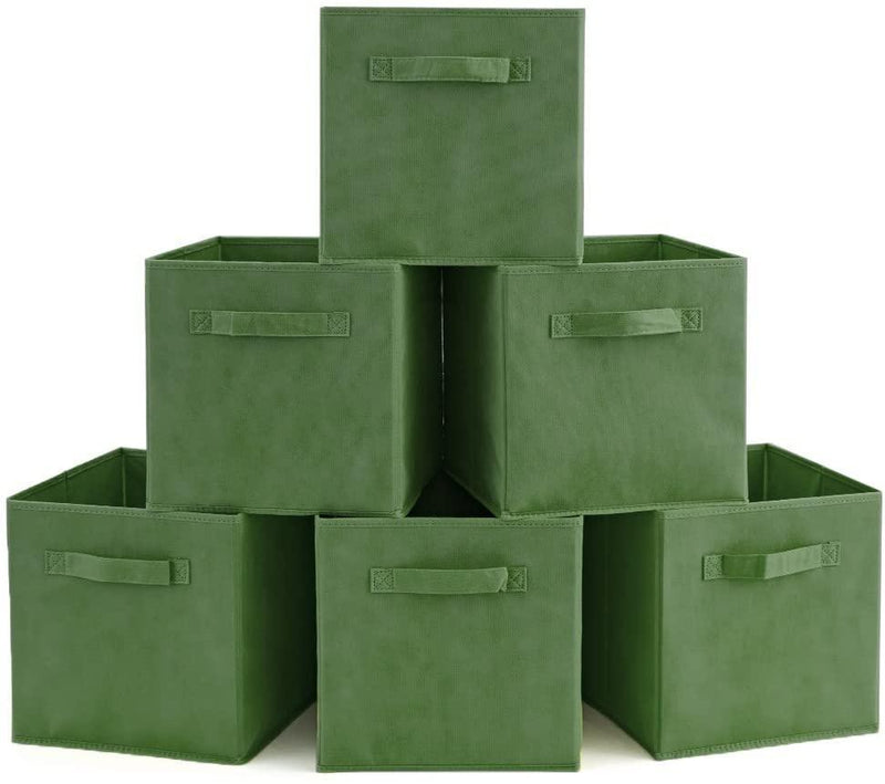 Pack of 6 Foldable Fabric Basket, Collapsible Storage Cube for Nursery, Office, Home Decor, Shelf Cabinet, Cube Organizers (Kale Green) - John Cootes