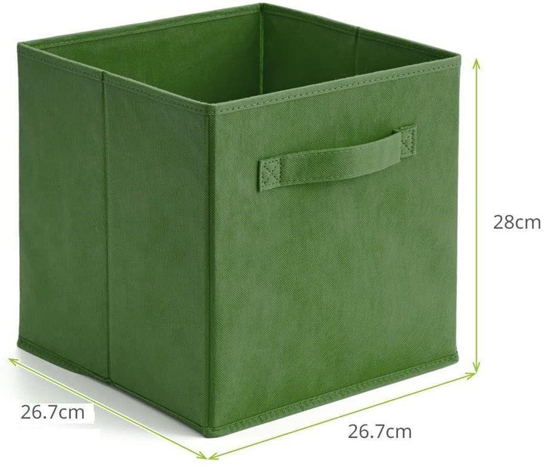 Pack of 6 Foldable Fabric Basket, Collapsible Storage Cube for Nursery, Office, Home Decor, Shelf Cabinet, Cube Organizers (Kale Green) - John Cootes