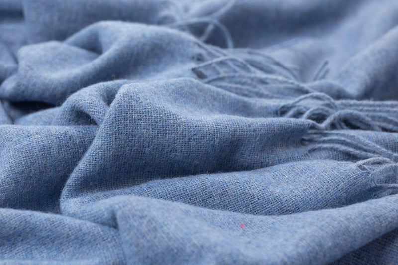 Paddington Throw - Fine Wool Blend - Blue - John Cootes