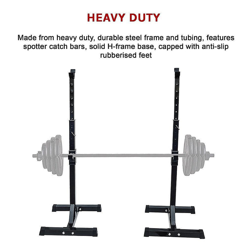 Pair of Adjustable Squat Rack Sturdy Steel Barbell Bench Press Stands GYM/HOME - John Cootes