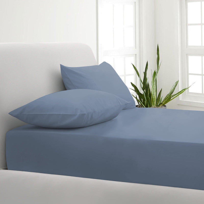 Park Avenue 1000TC Cotton Blend Sheet & Pillowcases Set Hotel Quality Bedding - Single - Blue Fog - John Cootes
