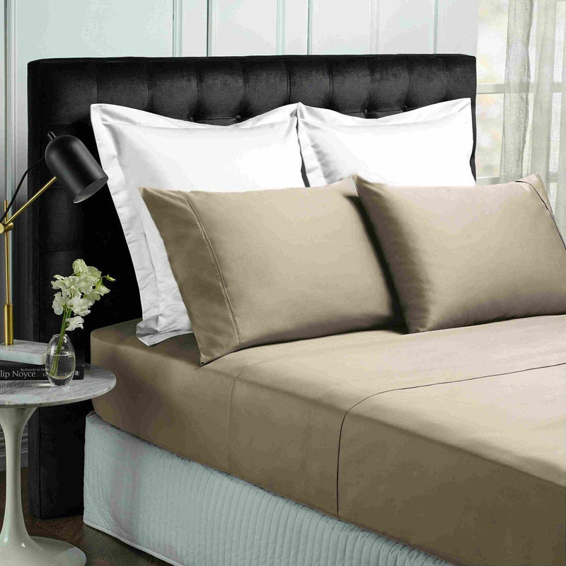 Park Avenue 500TC Soft Natural Bamboo Cotton Sheet Set Breathable Bedding - Single - Pewter - John Cootes