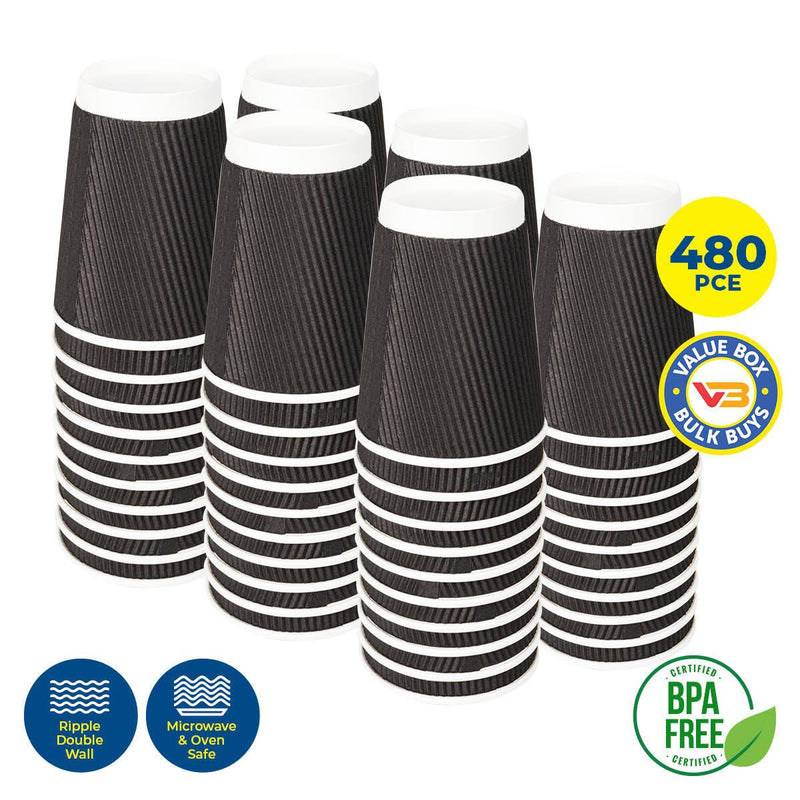 Party Central 480PCE Disposable Coffee Cups Microwave Safe 230ml - John Cootes