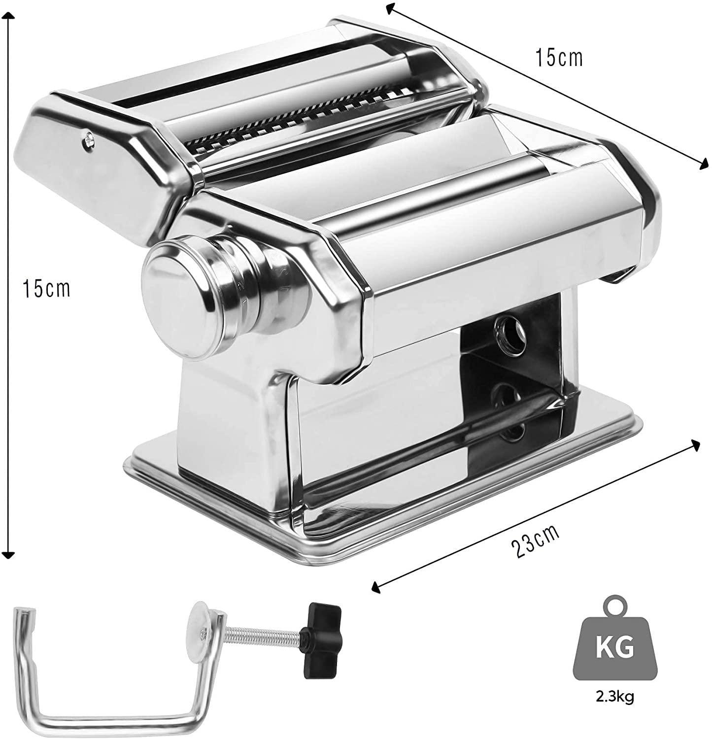 Pasta Maker Manual Steel Machine with 8 Adjustable Thickness Settings - John Cootes