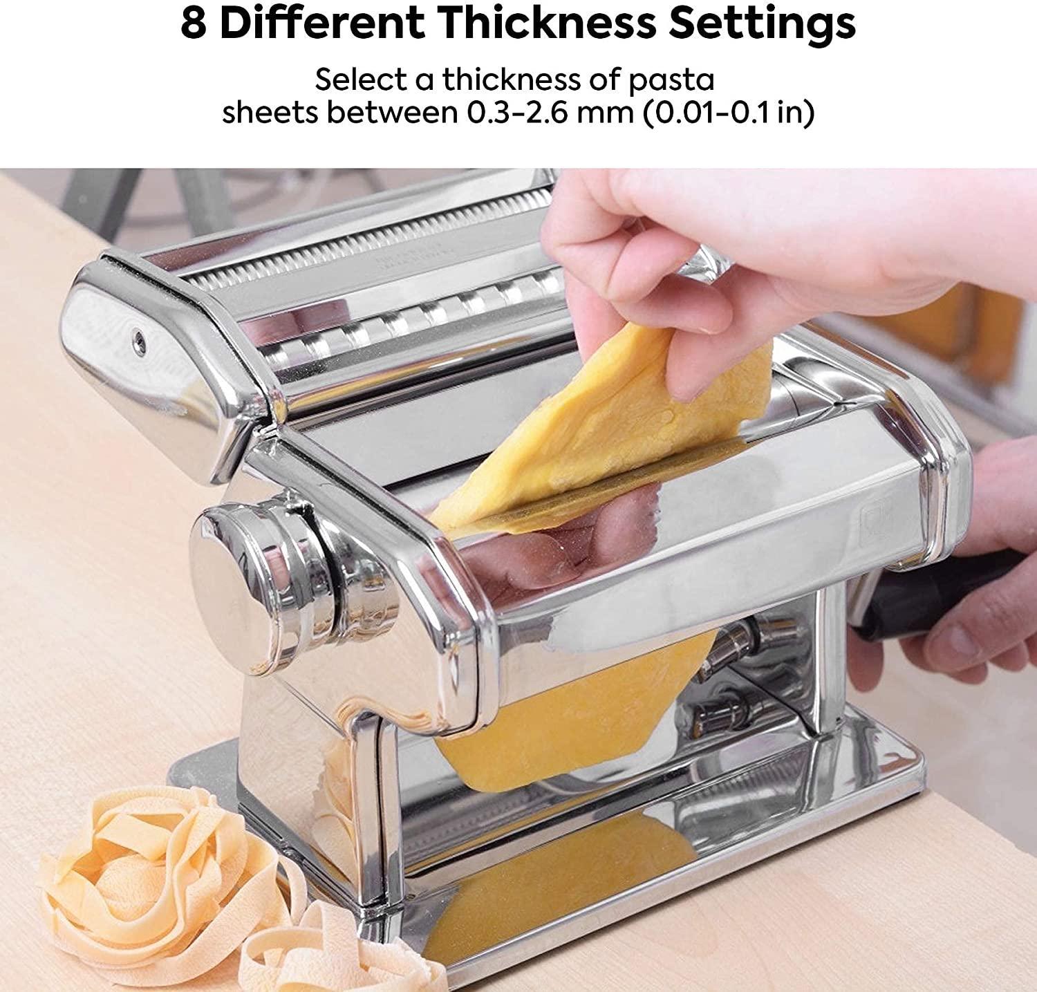 Pasta Maker Manual Steel Machine with 8 Adjustable Thickness Settings - John Cootes