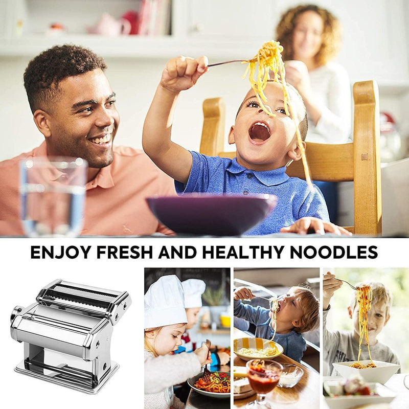 Pasta Maker Manual Steel Machine with 8 Adjustable Thickness Settings - John Cootes