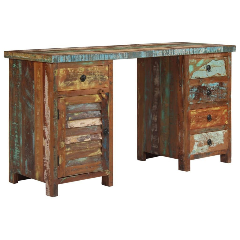 Pedestal Desk Solid Reclaimed Wood 140x50x77 Cm - John Cootes