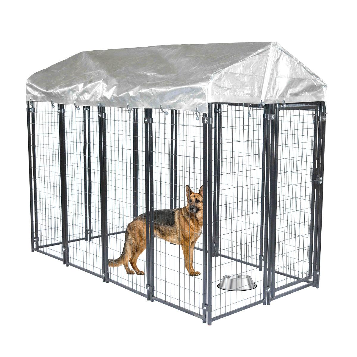 Pet Basic 1.83 x 2.43 x 1.22m Dog Kennel Enclosure Waterproof Lockable Gate - John Cootes