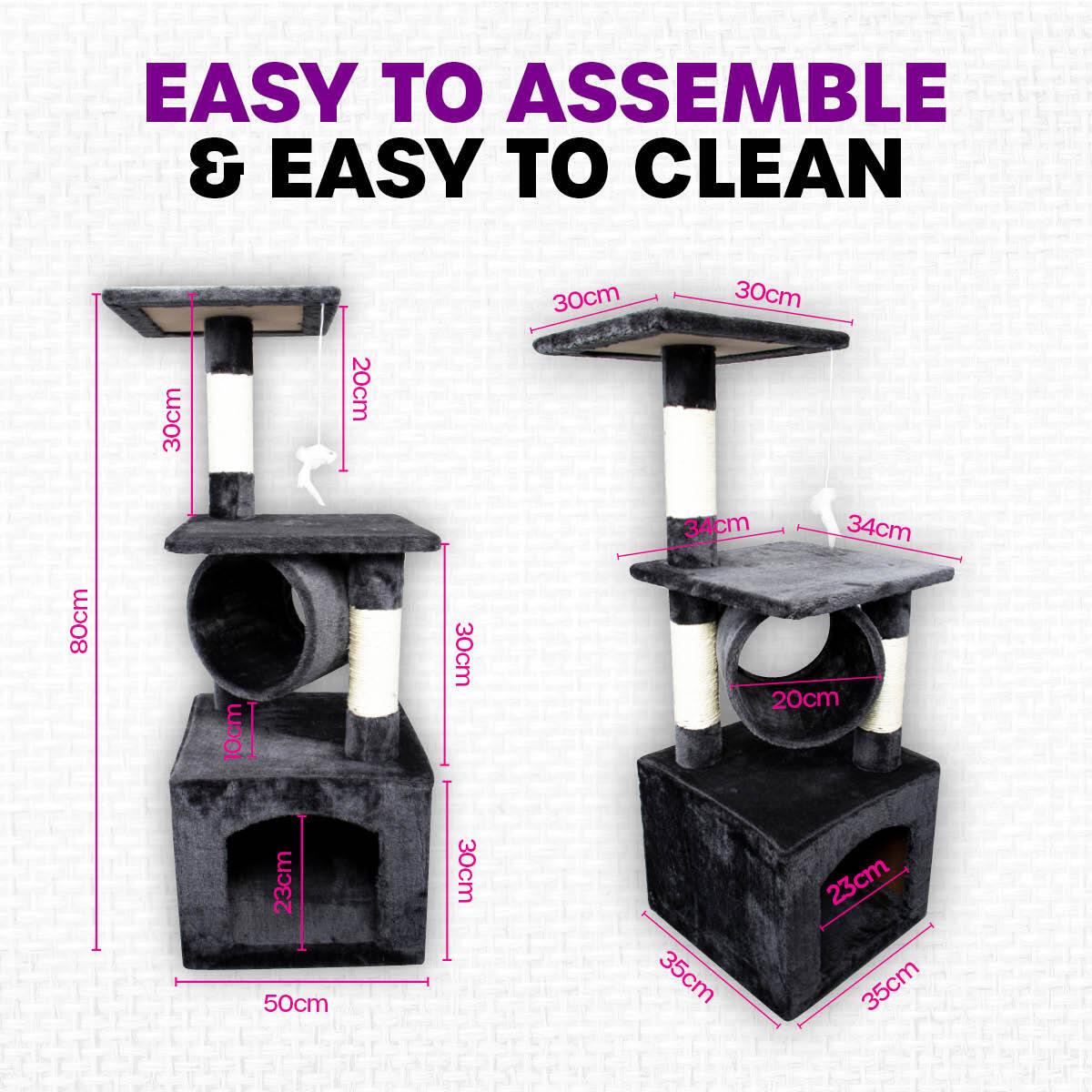 Pet Basic 3 Level Cat Scratch Tree &amp; Playhouse Fun Climb Rest 92 x 35cm - John Cootes