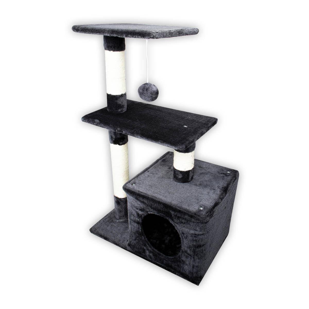 Pet Basic 3 Level Cat Scratching Tower &amp; Playhouse Scratch 80 x 40 x 50cm - John Cootes