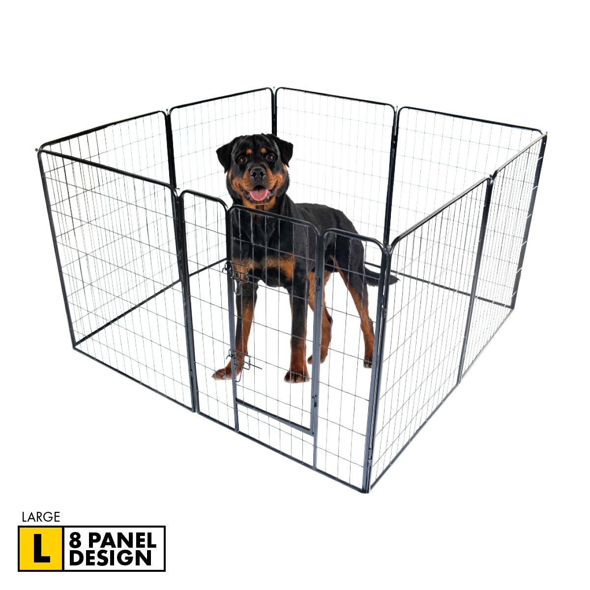 Pet Basic 8 Panel Pet Playpen Exercise Enclosure Cage Puppy Dog 80cm x 100cm - John Cootes