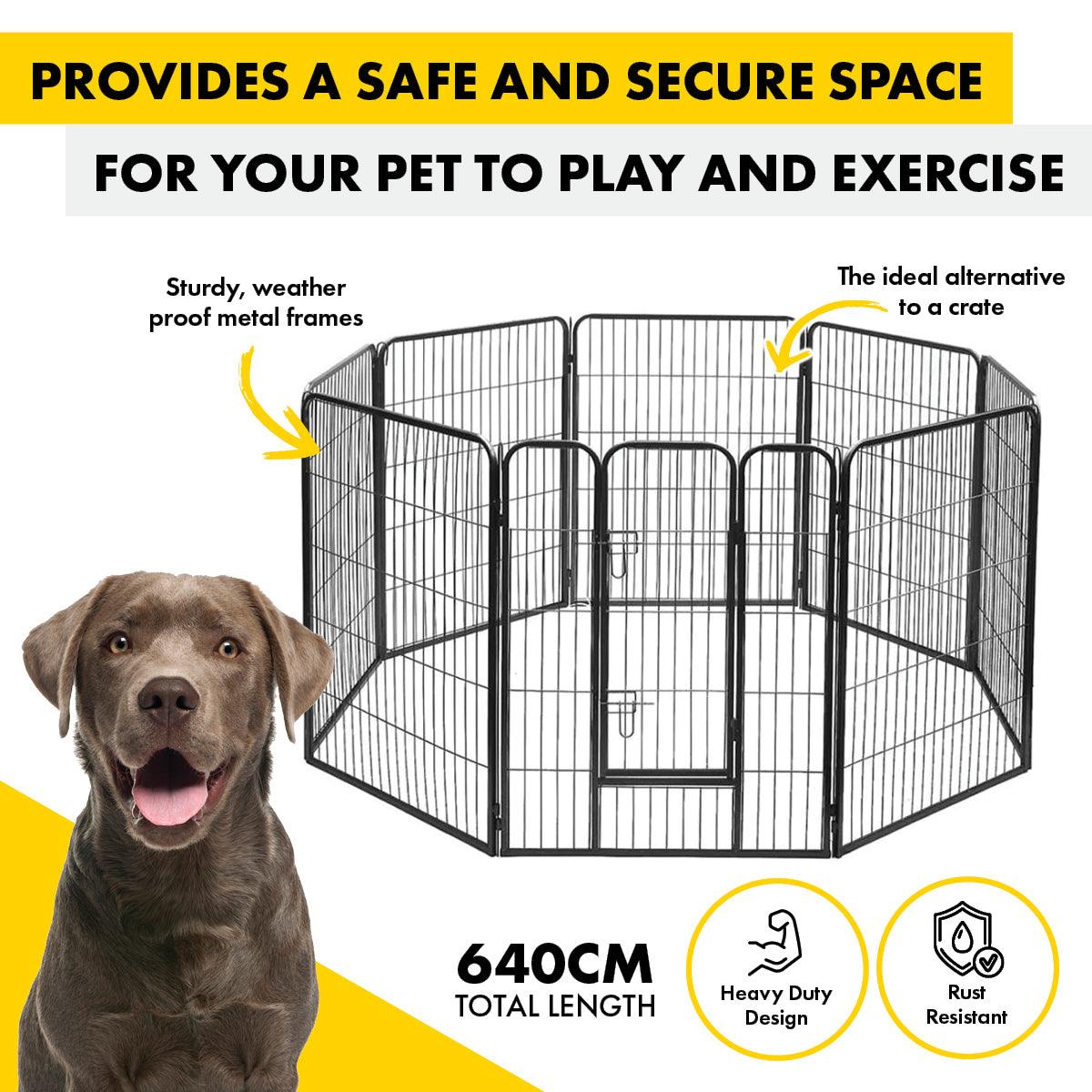 Pet Basic 8 Panel Pet Playpen Exercise Enclosure Cage Puppy Dog 80cm x 100cm - John Cootes