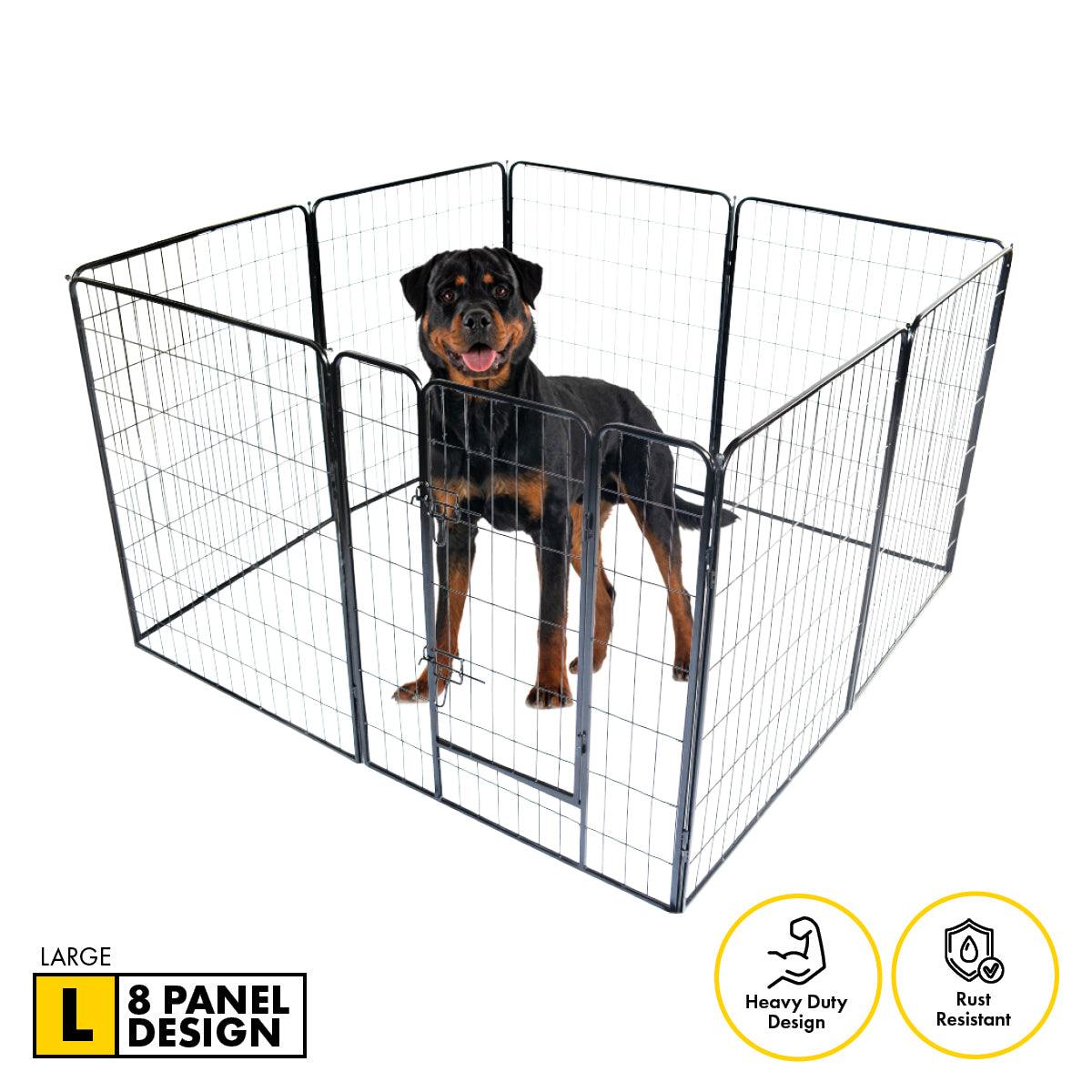 Pet Basic 8 Panel Pet Playpen Exercise Enclosure Cage Puppy Dog 80cm x 100cm - John Cootes