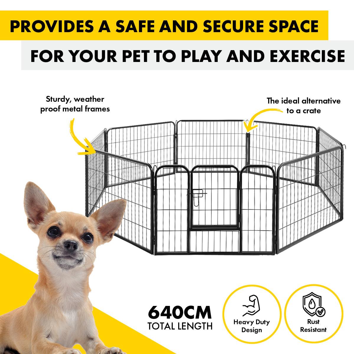 Pet Basic 8 Panel Pet Playpen Exercise Enclosure Cage Puppy Dog 80cm x 60cm - John Cootes