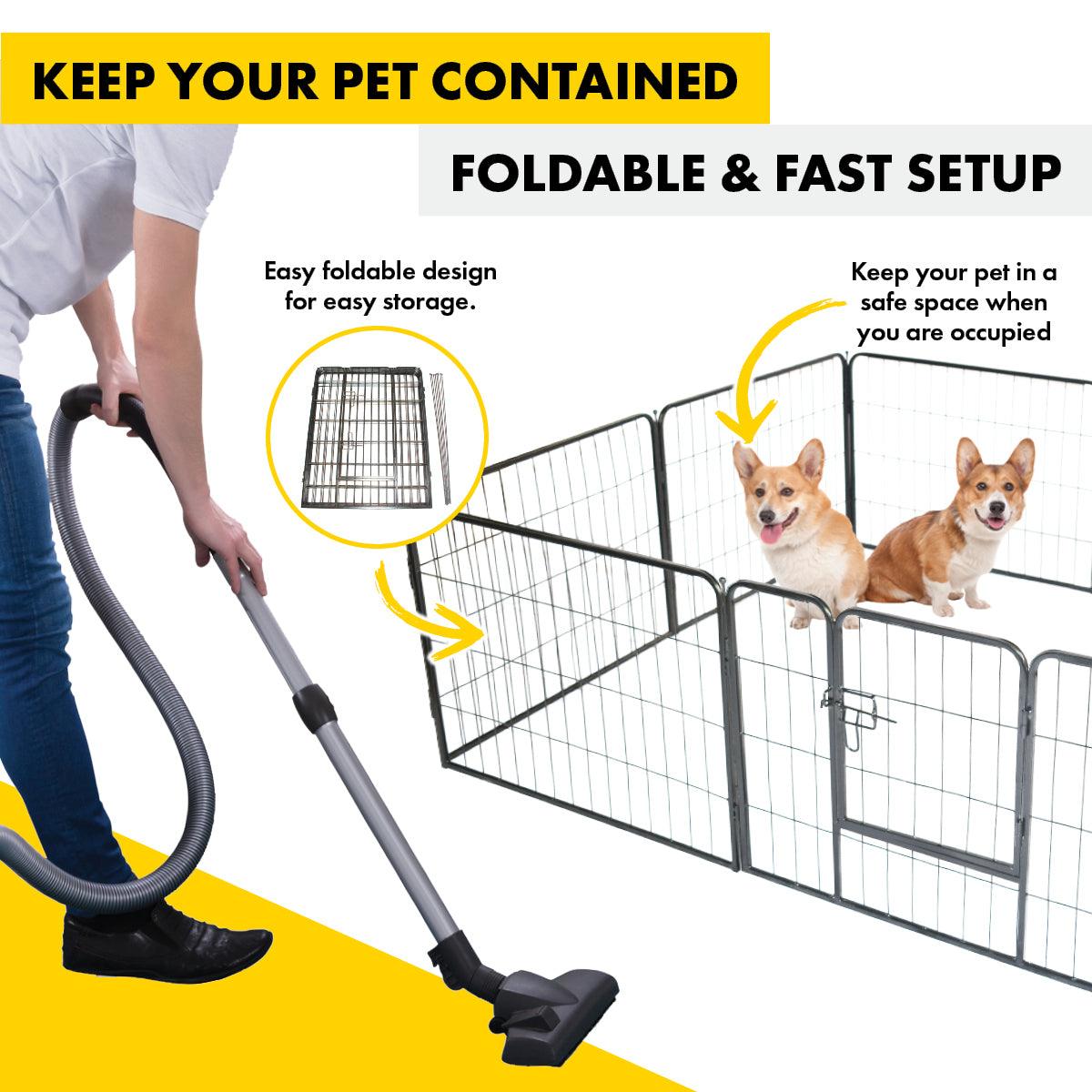 Pet Basic 8 Panel Pet Playpen Exercise Enclosure Cage Puppy Dog 80cm x 60cm - John Cootes