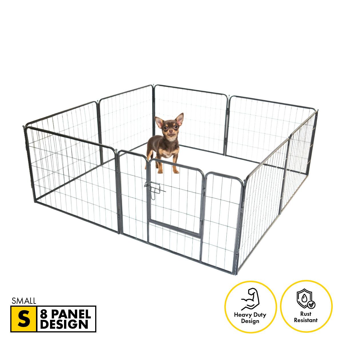 Pet Basic 8 Panel Pet Playpen Exercise Enclosure Cage Puppy Dog 80cm x 60cm - John Cootes