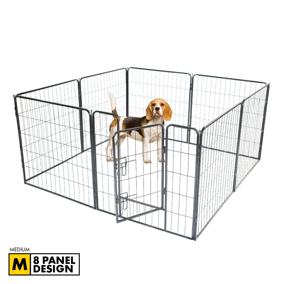 Pet Basic 8 Panel Pet Playpen Exercise Enclosure Cage Puppy Dog 80cm x 80cm - John Cootes